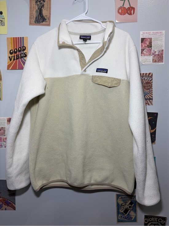 Patagonia Other - Patagonia Men’s Two-Tone Cream and Tan Zip-Front Fleece Pullover